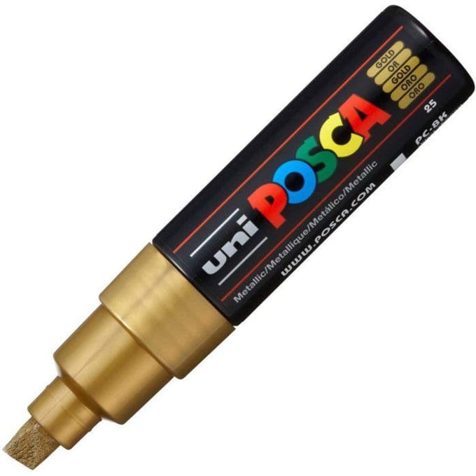 Posca marker met schuine punt schrijfdikte breed goud
