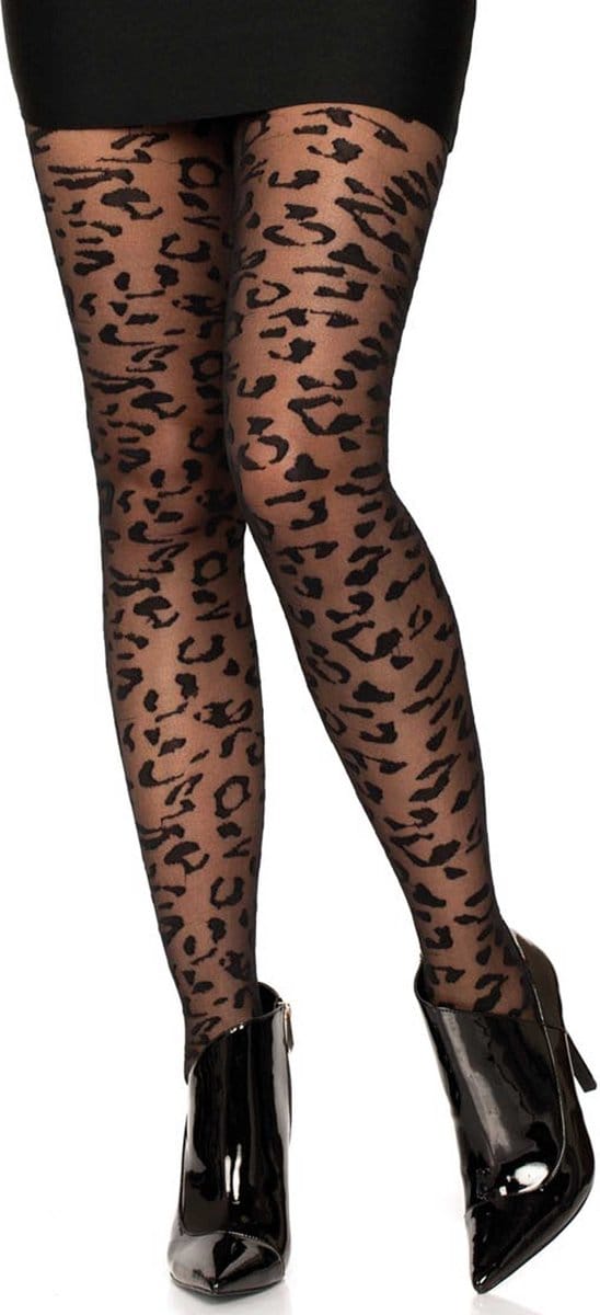 Sheer leopard pantyhose