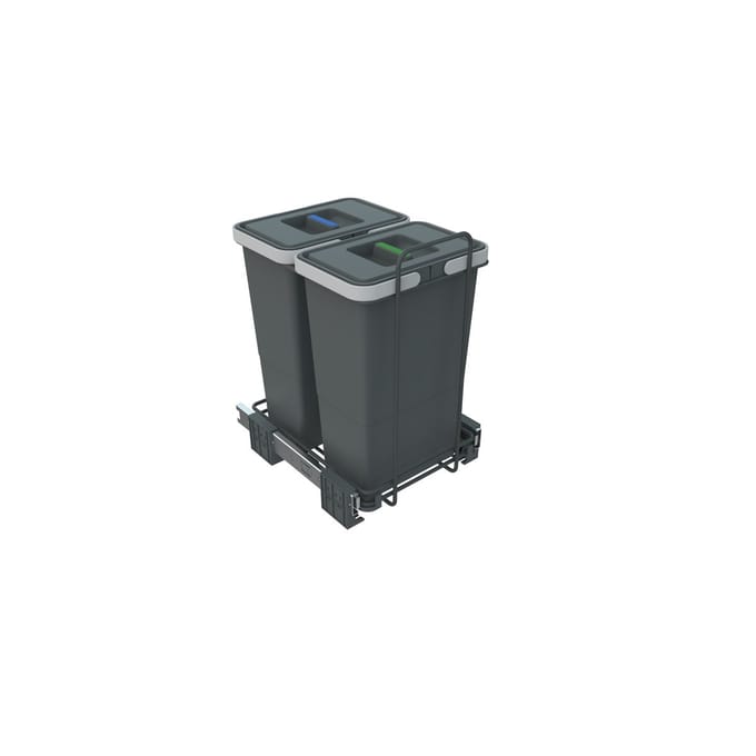 ECOFIL Afvalbak 8+8L met deksel; volledig uitschuifbaar; bodemmontage vanaf kastbreedte 30cm
