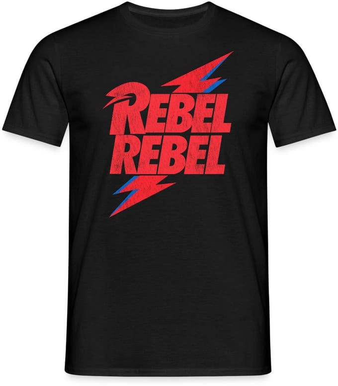David Bowie Rebel Rebel Met Bliksem T-Shirt Heren