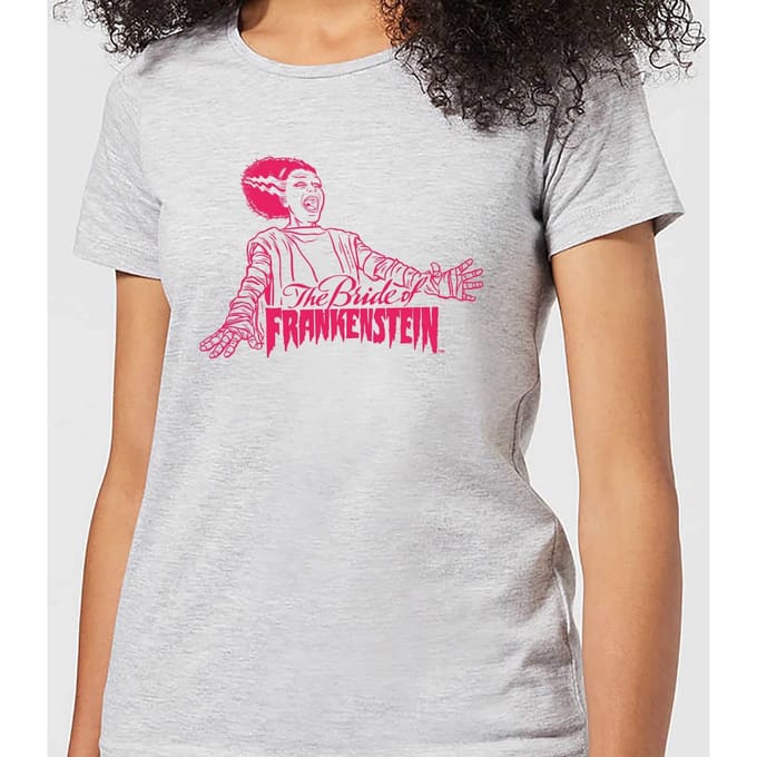 Universal Monsters Bride Of Frankenstein Crest Dames T-shirt - Grijs - S