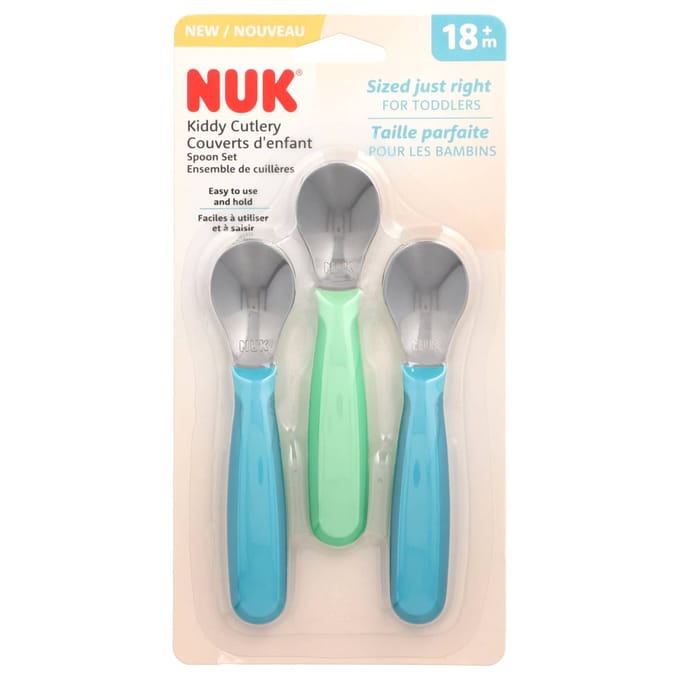 NUK, ensemble de cuillères pour enfants, 18 mois et plus, 3 paquets white