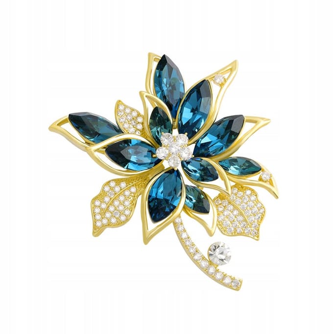 PINETS 14k Vergulde Bloem Brosche met Zirkonia