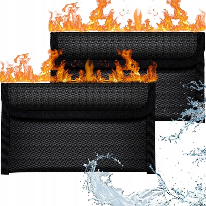 2x Brandloze brand- en waterdichte documentencontainers