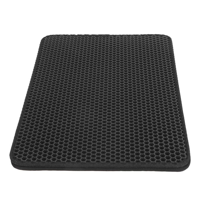 Tapis de litière pour chat double couche antidérapant et anti-éclaboussures(S ) black