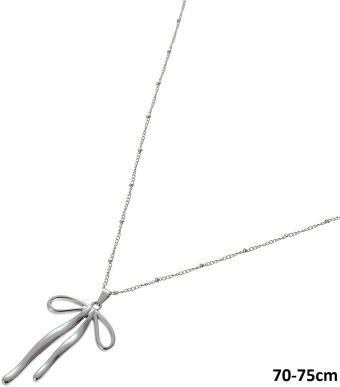 Ketting - RVS - strik - zilverkleurig - 70-75 cm
