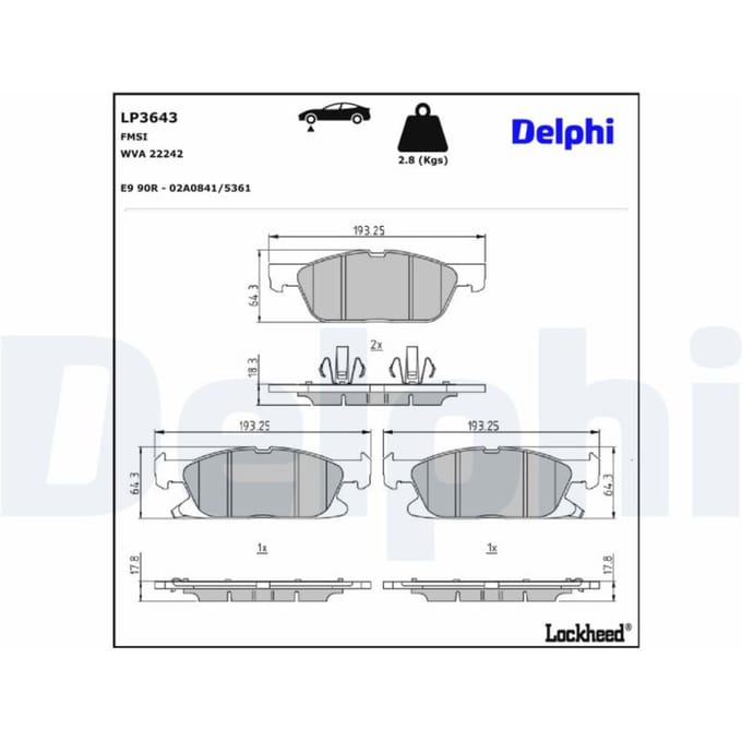 Remblokset DELPHI LP3643, voor