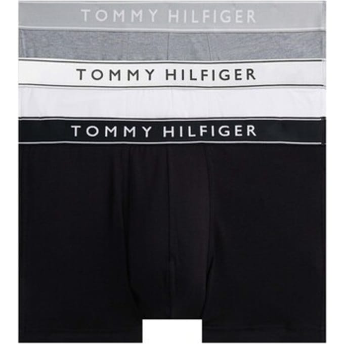 Tommy Hilfiger 3 Pack Heren Trunks/Ondergoed - Zwart/Wit/Grijs - Maat S