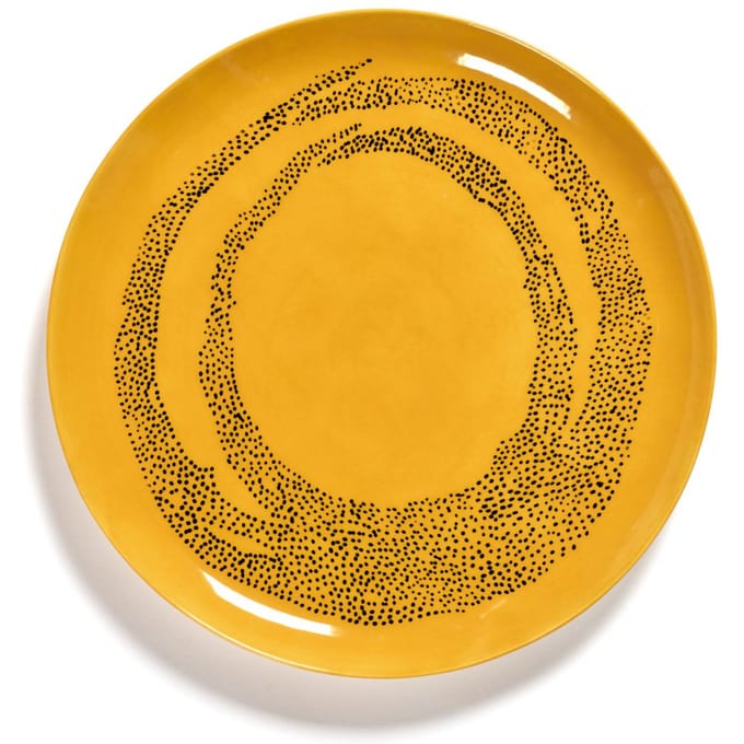 Serax Feast Bord L - Set - yellow / swirl dots zwart