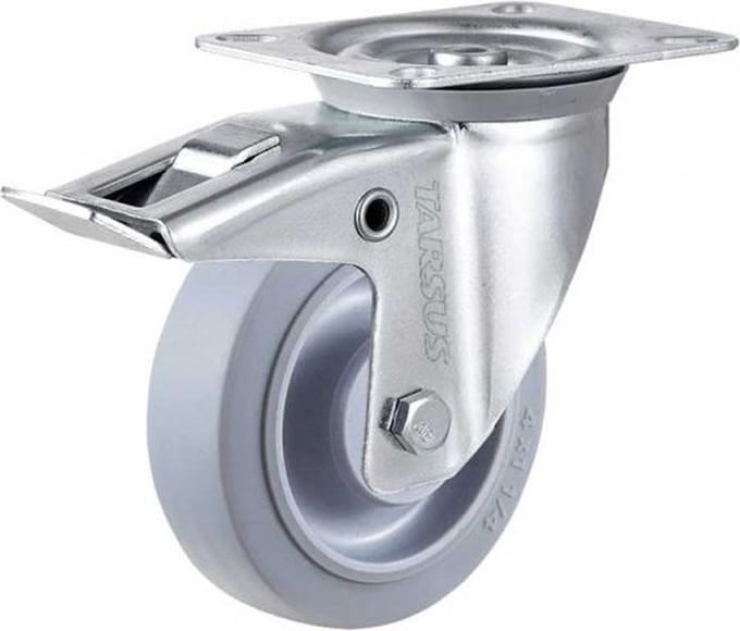 Zwenkwiel met rem 100 mm 100 kg TPR rubberband extra stil - TARSUS