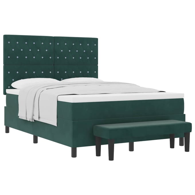 vidaXL - Boxspring - bed - met - hoofdeinde - Donkergroen - 190 - x - 140 - cm - Fluweel