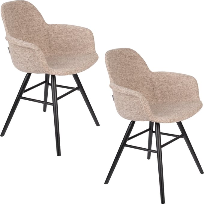 Zuiver Albert Kuip Soft Eetkamerstoelen Armleuning Beige - Set van 2