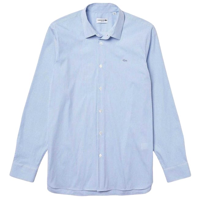 Lacoste Heren Gestreepte Slim Fit Overhemd (Lichtblauw)