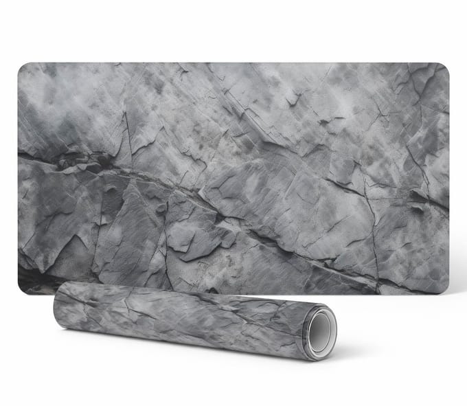 Vinyl bureauonderlegger met stijlvolle rotsprint, 100x50 cm