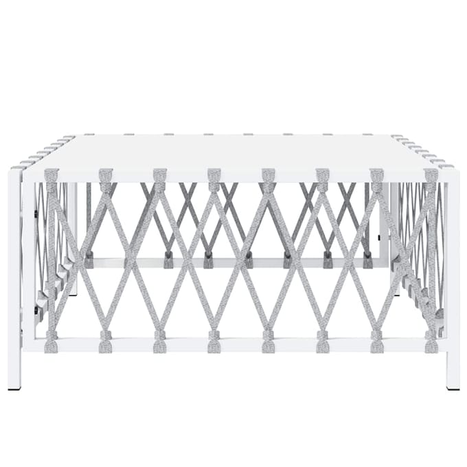 vidaXL - Tuintafel - 70x70x34 - cm - geweven - stof - wit