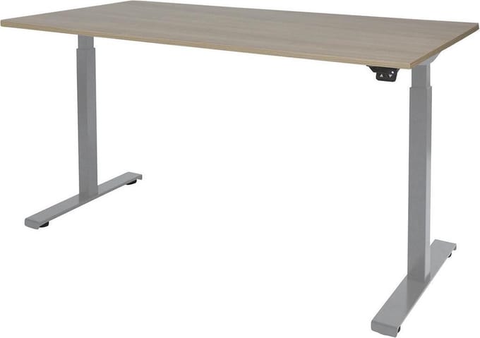Zit Sta Bureau - Elektrisch 160x80 Eiken -wit frame