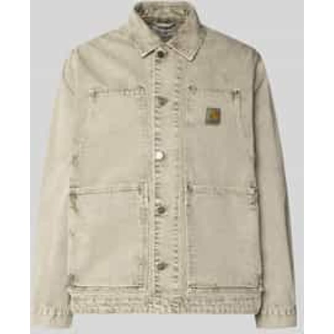 jeansjack met knoopsluiting en labeldetail