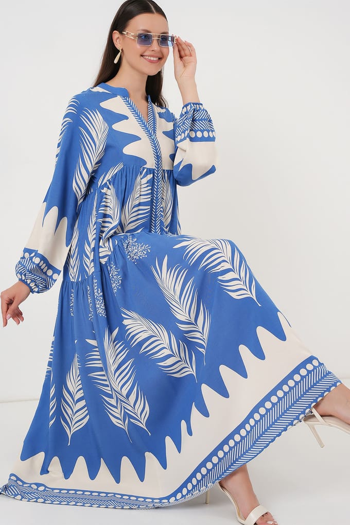 Gepubliceerd V-hals Maxi-jurk met knoopsluiting