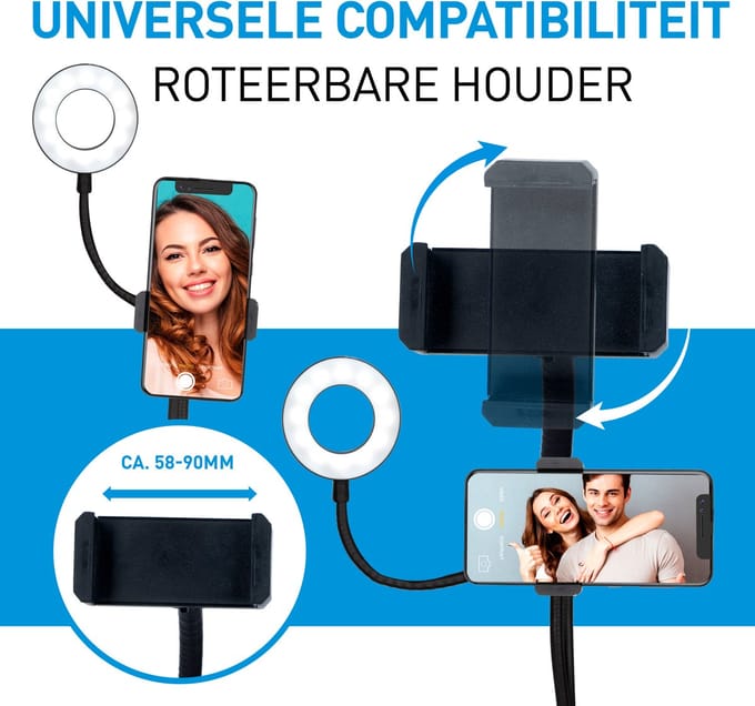 Grundig - Selfie - Ringlamp - Licht - Met Tafelklem - Flexibel