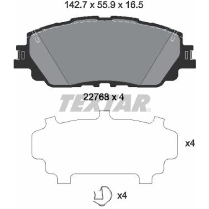 Remblokset TEXTAR 2276801, voor