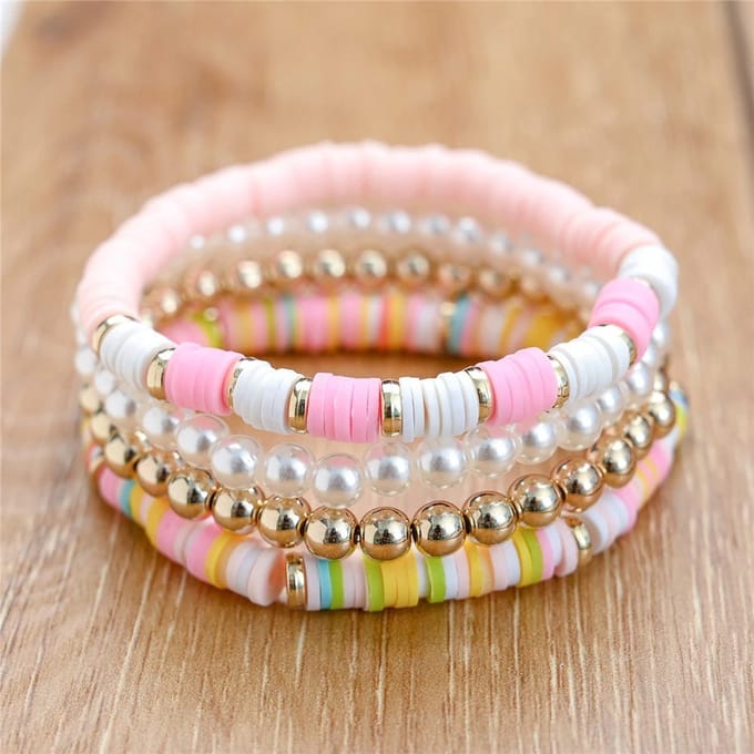 Sorprese armband - Boho 2024 - armband dames - 4 snoeren - cadeau - Model F