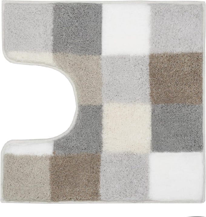 Titel: Badmat Caro kasjmier 55 cm x 50 cm met uitsparing beige WC-mat