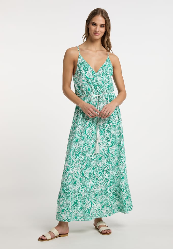 IZIA Jurk Dames Groen Wit