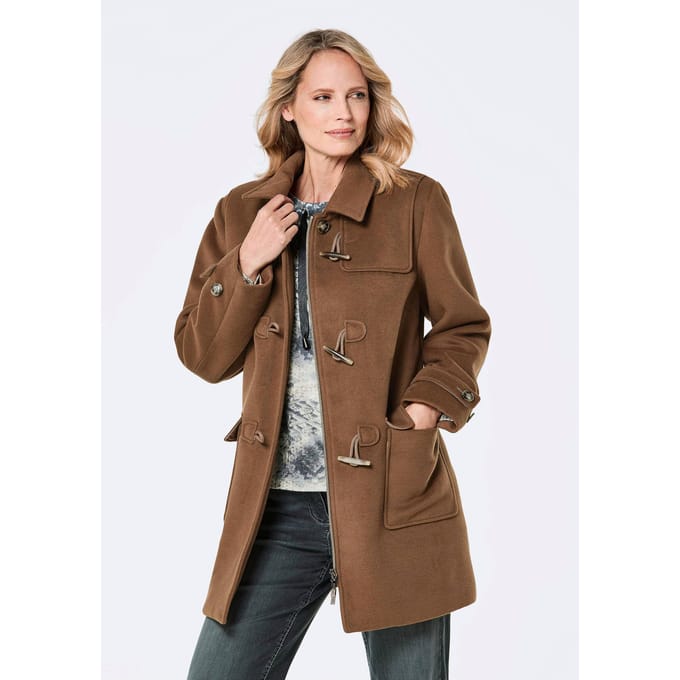 Duffelse coat in klassieke stijl - bruin - Gr. 22 van Goldner Fashion