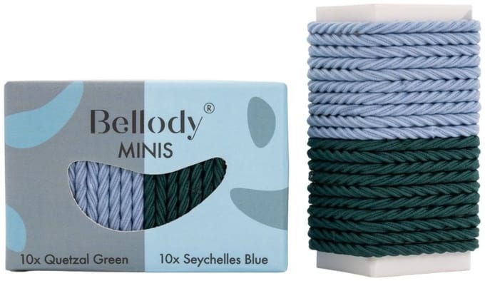 Bellody - Haargummie Mini Elastiek - Groen en Blauw