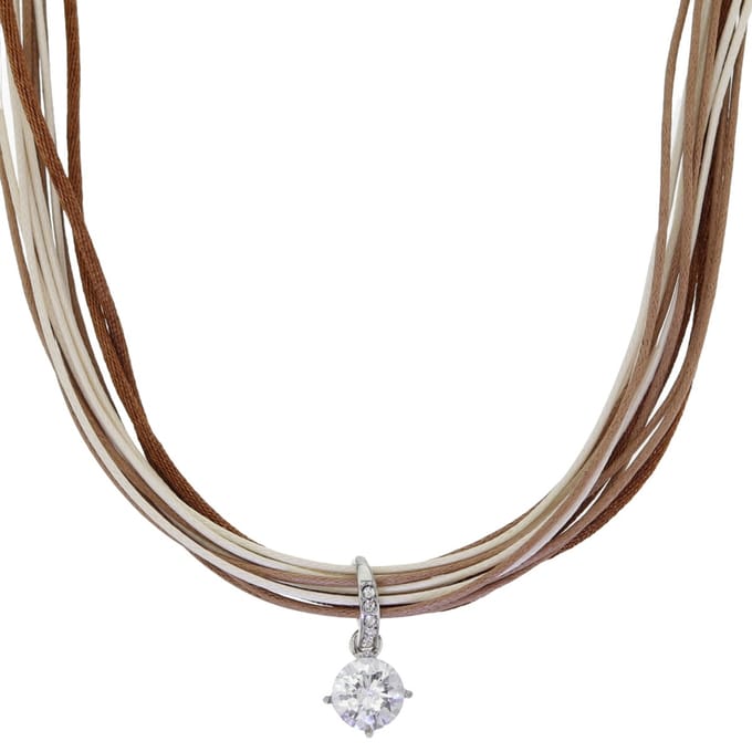 Behave – Koordketting met hanger – Boho stijl bruin beige cubic steen