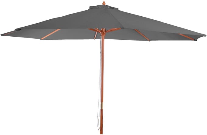 Parasol Florida, tuinparasol, marktparasol, Ø 3,5 m polyester/hout 7 kg ~ donkergrijs