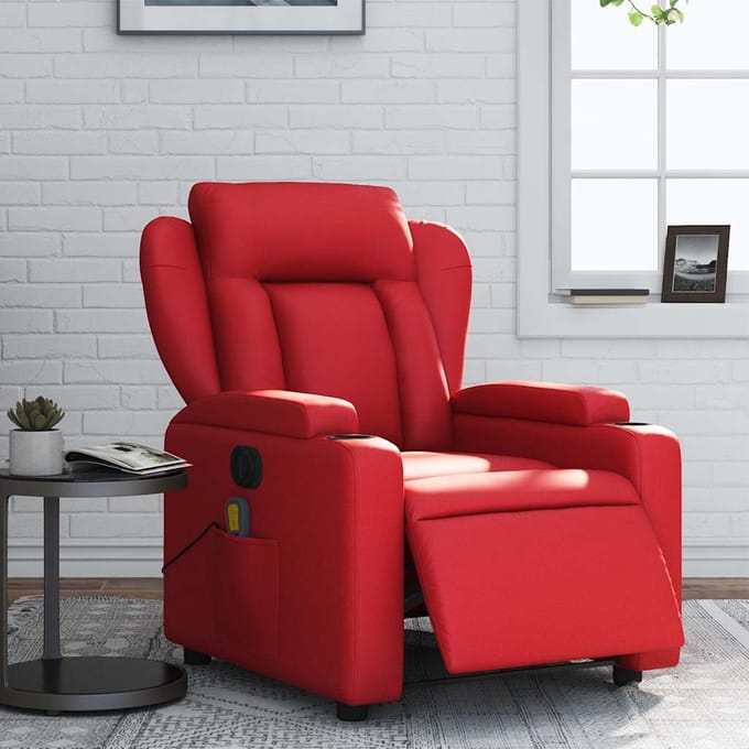 vidaXL - Massagestoel - verstelbaar - elektrisch - kunstleer - rood