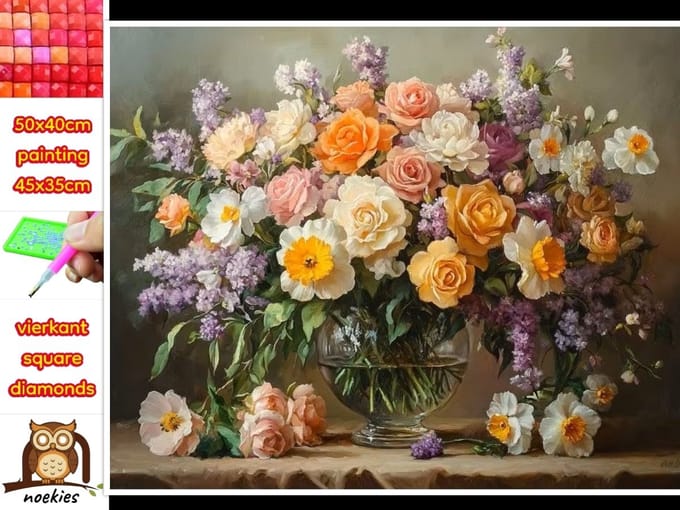 50x40cm Diamond Painting kerstman dieren (vierkant) nr 58