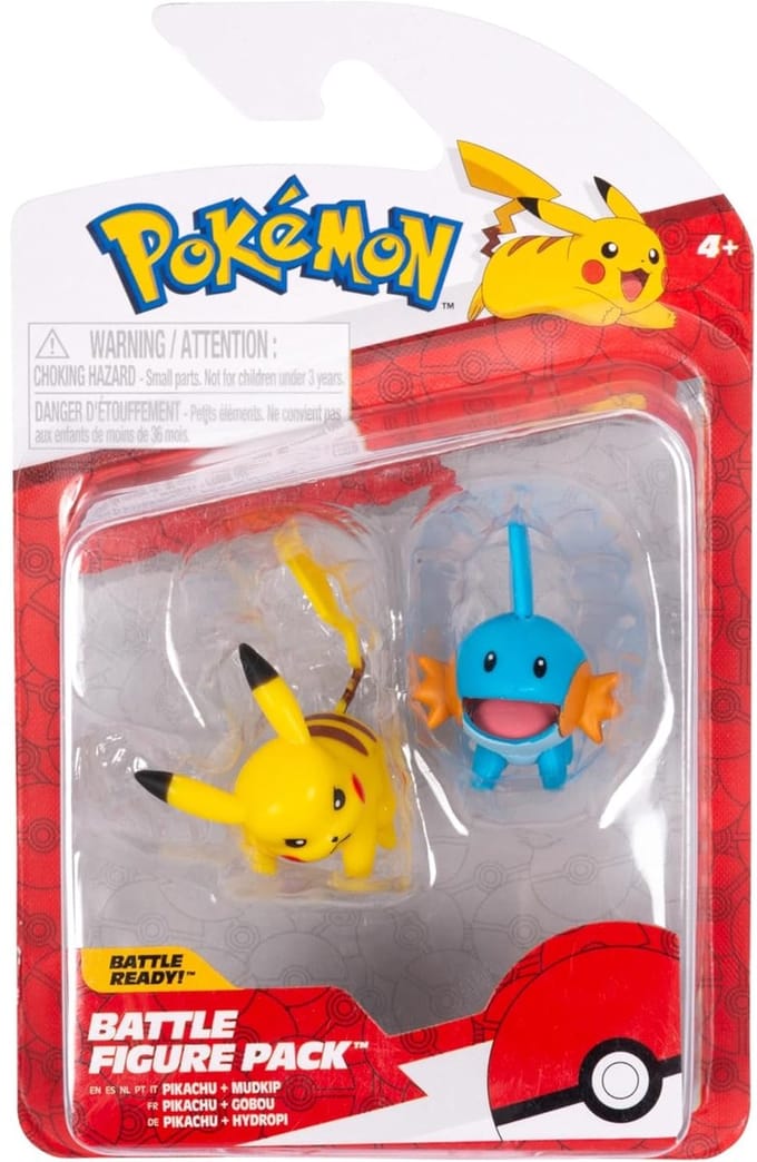 Jazwares Pokémon First Partner Battle Figure Set Figure 2-Pack Mudkip & Pikachu #4 Mini-Figuur