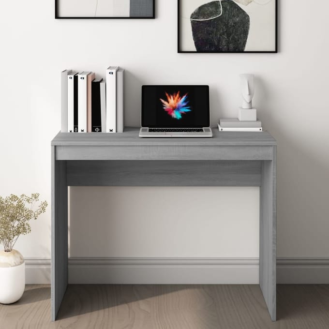 vidaXL - Bureau - 90x40x72 - cm - bewerkt - hout - grijs - sonoma - eikenkleurig