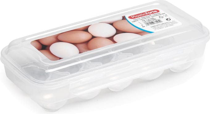 Plasticforte Eierdoos - koelkast organizer eierhouder - 10 eieren - transparant - kunststof - 27 x 12,5 cm