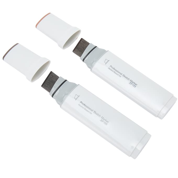 2 stuks Jumbo Markers Professioneel Sneldrogend Gelijkmatige Inktabsorptie Alcoholische Markers met Grote Brede Punt bruin