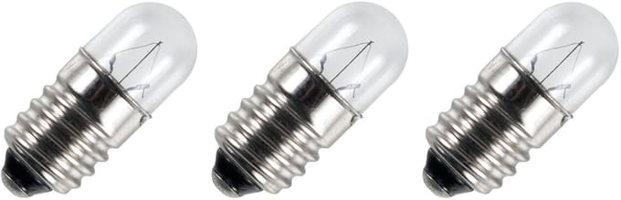 Signaallamp E10 6V 1W - 166 mAh - 3 stuks - T9 Gloeilamp Ø9mm - 23mm - 2500K - Dimbaar