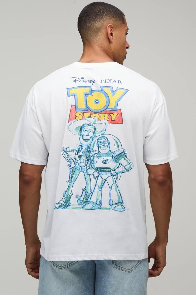 Oversized Disney Toy Story Licentie Print T-shirt | White | Size Small