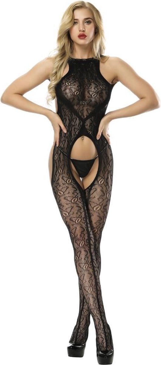 Opwindende Bodystocking - Sabin - met open rug en bilpartij