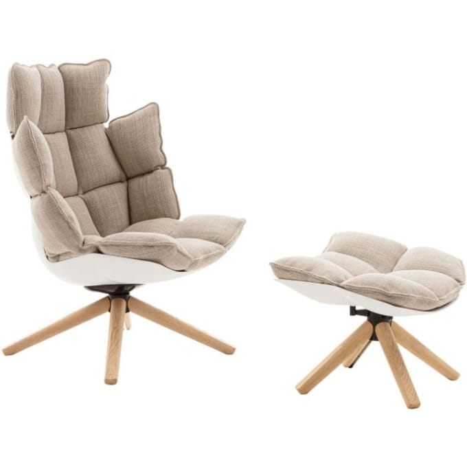 B&B Italia Husk Draaibare Fauteuil met voetensteun - Astro Rope
