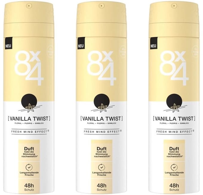 8 x 4 Deo Spray - Vanilla Twist - Voordeelverpakking 3 x 150 ml