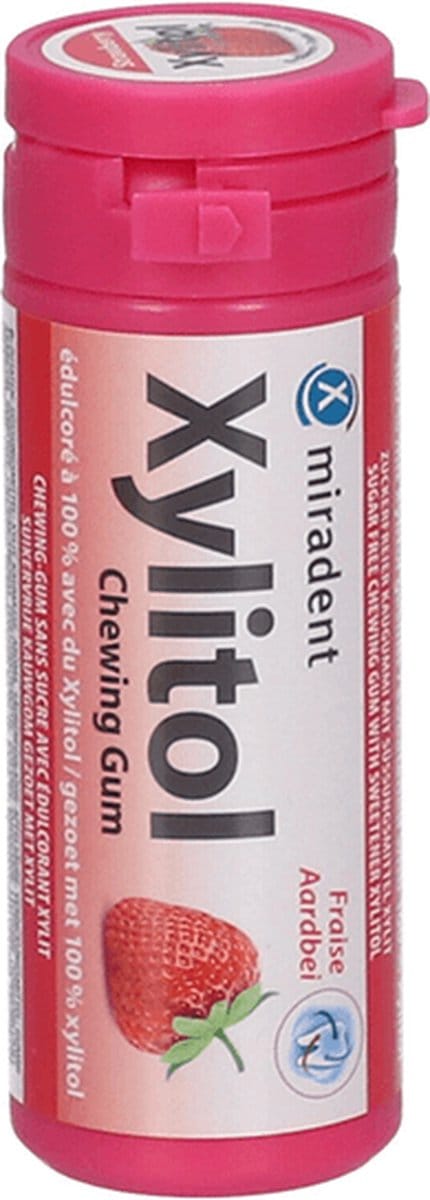 Miradent Xylitol Kauwgom - Aardbei - 30 stuks