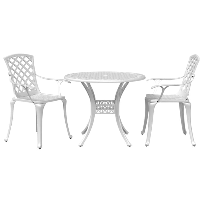 vidaXL - 3-delige - Bistroset - gietaluminium - wit