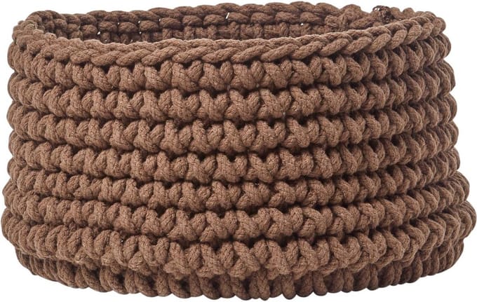 Homescapes Gebreide opbergmand, 100% katoen bruin - 37 x 21 cm