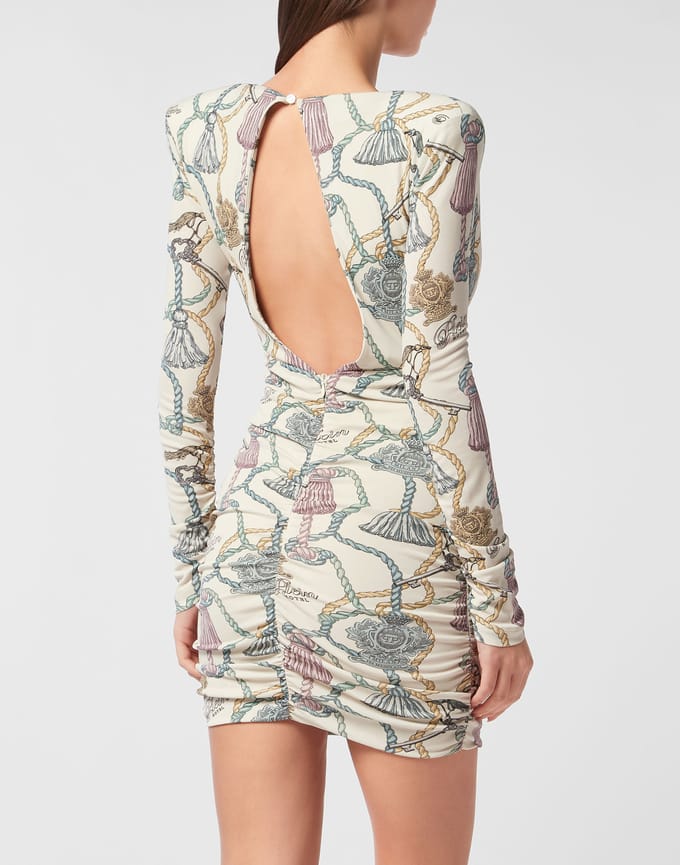Long-Sleeved Mini Dress Tassels