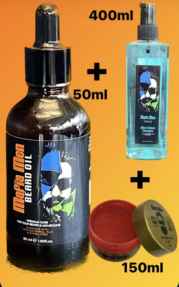 Mafia Men Baardolie + Aftershave Cologne Privé + Haarwax 10 Wanted