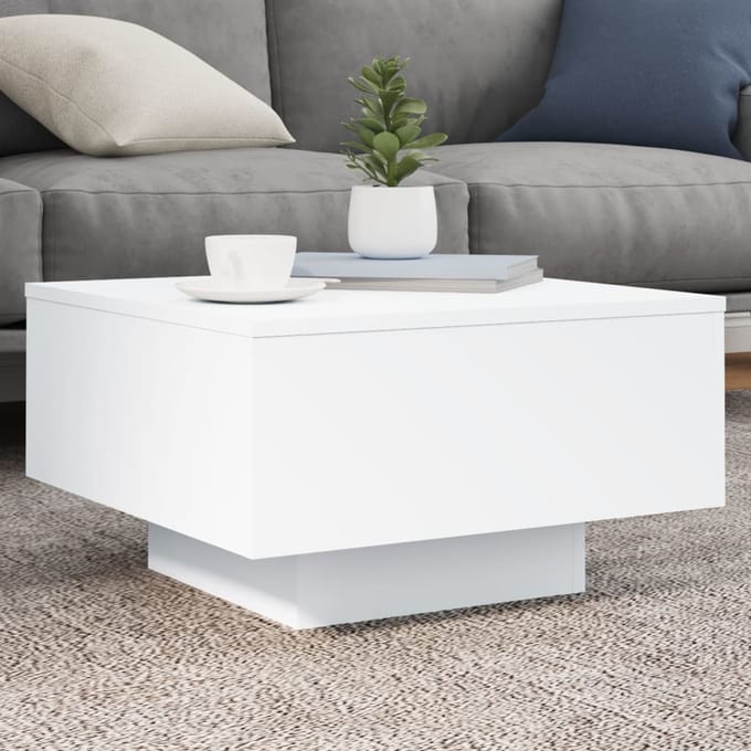 vidaXL - Salontafel - met - LED-verlichting - 55x55x31 - cm - wit
