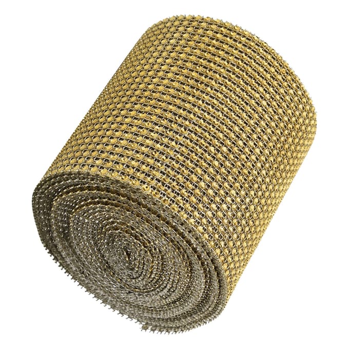 9m 24 Rijen Galvaniseren Plastic Kunstmatige Strass Lint Gaas Bruidskleding DecoratieGoud goud