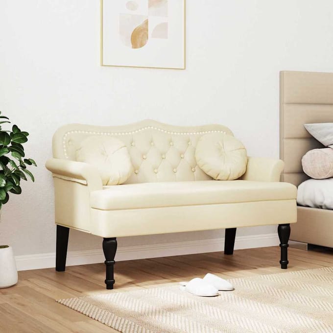 vidaXL - Chesterfield - Bank - Crème - 120,5 - x - 65 - x - 75 - cm - Kunstleer